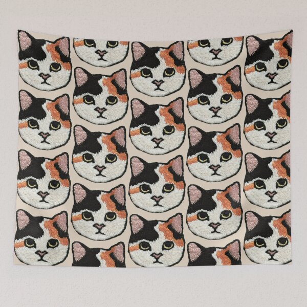 Item preview, Hand-Embroidered Cute Calico Cat Face Patch designed and sold by OzzyMac.