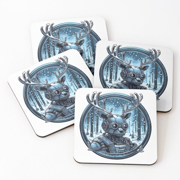 Item preview, Frosted Robot Reindeer – Winter Gift Badge designed and sold by Imaginarium of Chaos falcon88 .