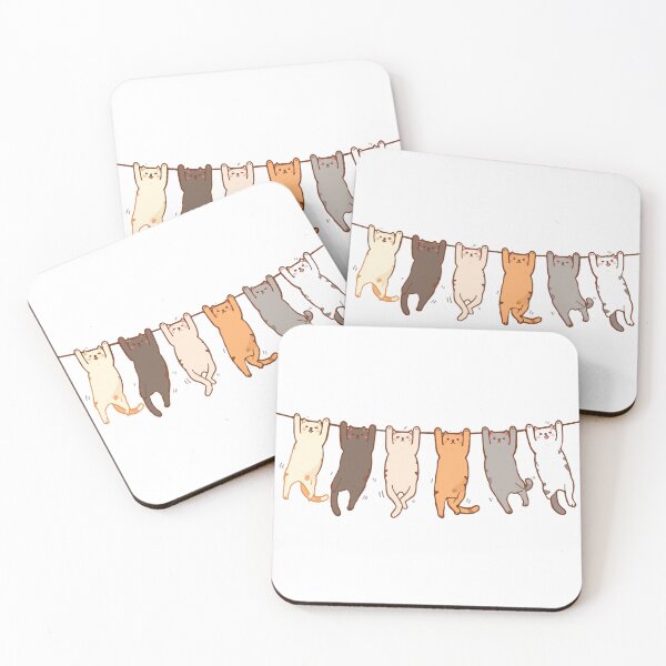 Item preview, Playful Cats Hanging on a Clothesline – Minimal Kawaii Design designed and sold by ArtElegancy.