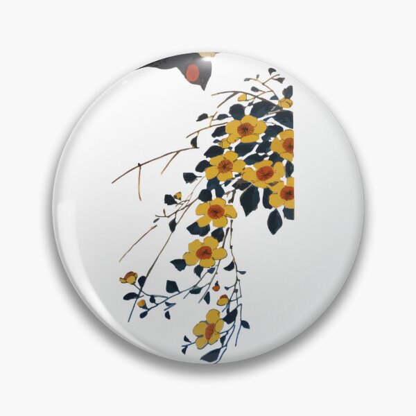 Item preview, Ukiyo-e Style Yellow Flowers And Elegant Bird Kacho-ga Modern Japanese Art designed and sold by siosai-design.