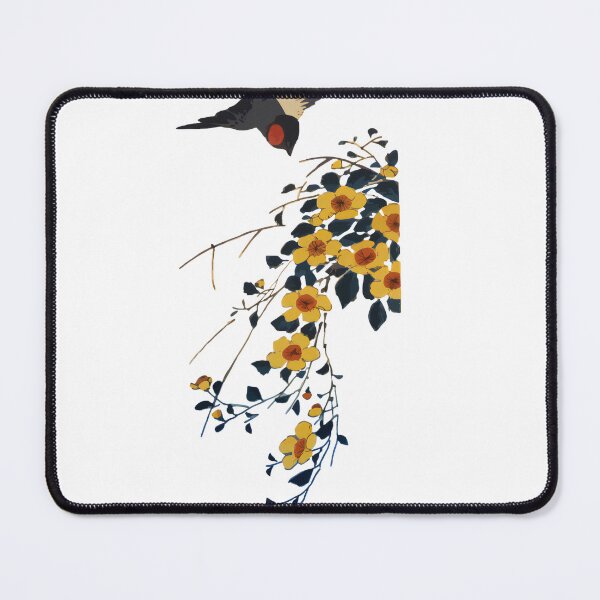 Item preview, Ukiyo-e Style Yellow Flowers And Elegant Bird Kacho-ga Modern Japanese Art designed and sold by siosai-design.