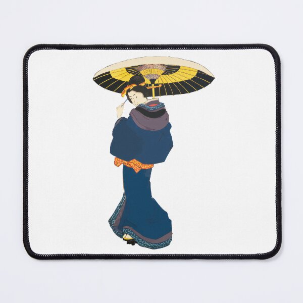 Item preview, Elegant Beauty with Japanese Umbrella Ukiyo-e Bijin-ga Blue Kimono Mysterious Figure designed and sold by siosai-design.