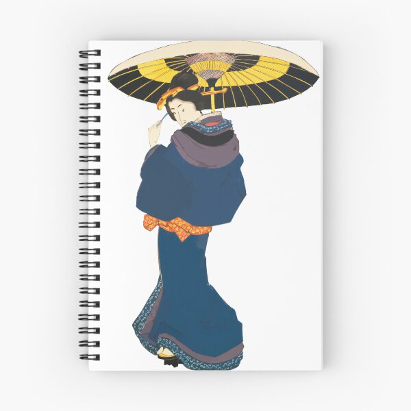 Item preview, Elegant Beauty with Japanese Umbrella Ukiyo-e Bijin-ga Blue Kimono Mysterious Figure designed and sold by siosai-design.