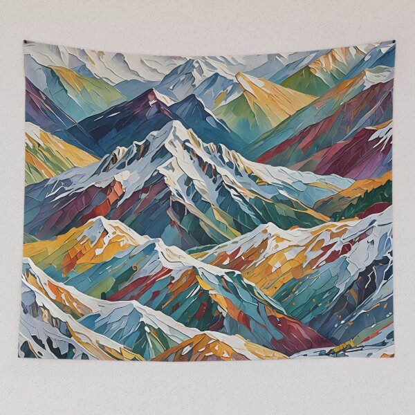 Item preview, Whispers of Winter Peaks – Textured Snowy Mountain Gouache Art designed and sold by PawPrintedArt.