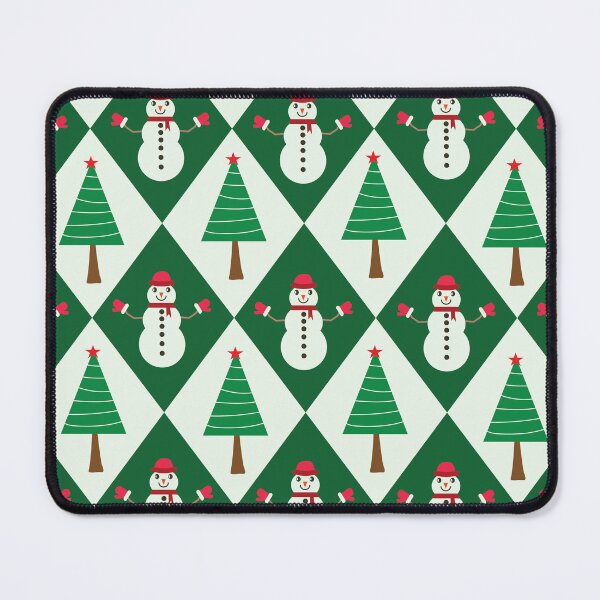 Item preview, Snowman And Christmas Trees On Green white Diamonds pattern  designed and sold by Yasminepatterns .