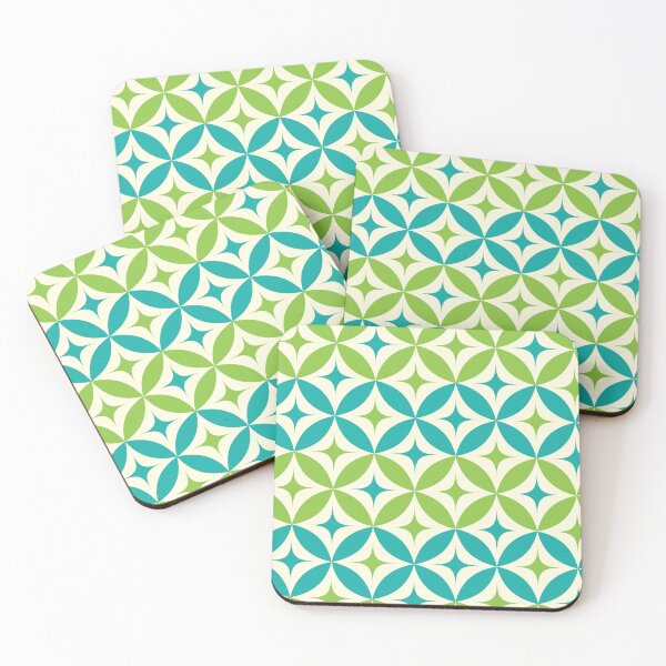 Item preview,  Mid century modern Starbursts on Green and Teal Circles  designed and sold by Yasminepatterns .