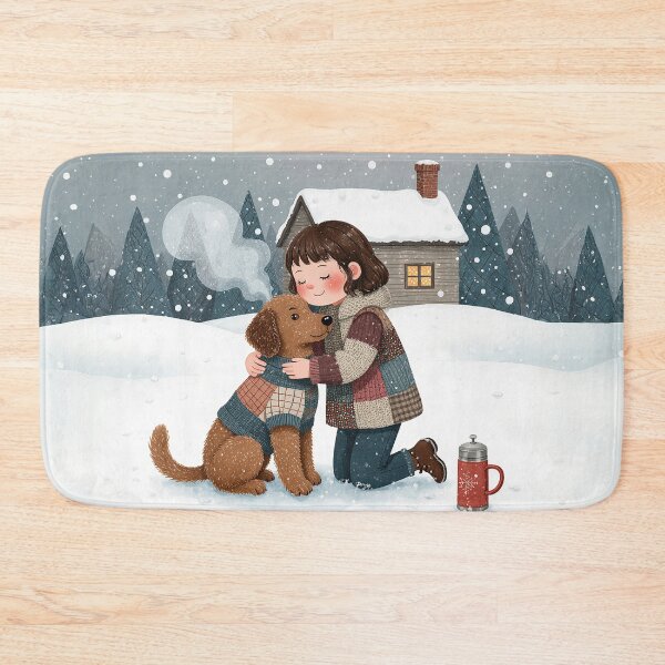 Item preview, Copy of Autumn Dreams – Girl and Dog Resting on a Bench Illustration designed and sold by Whimsical Hug.