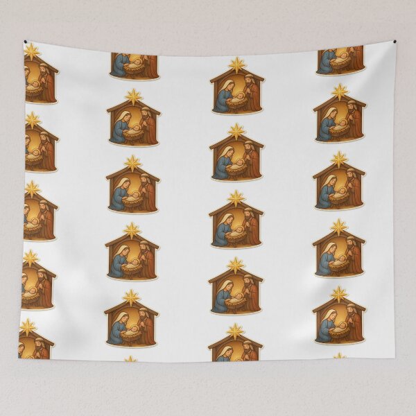 Item preview, Nativity scene with Mary, Joseph, and baby Jesus, isolated illustration, AI generated designed and sold by dvoevnore.