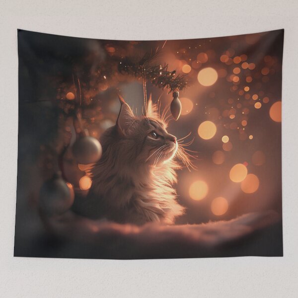 Item preview, Cozy Christmas Cat by the Tree – Warm Cinematic Lighting & Holiday Mood Art designed and sold by Windy-market.