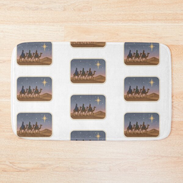 Item preview, Three wise men on camels under a starry night sky, religious theme, AI generated designed and sold by dvoevnore.