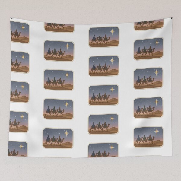 Item preview, Three wise men on camels under a starry night sky, religious theme, AI generated designed and sold by dvoevnore.