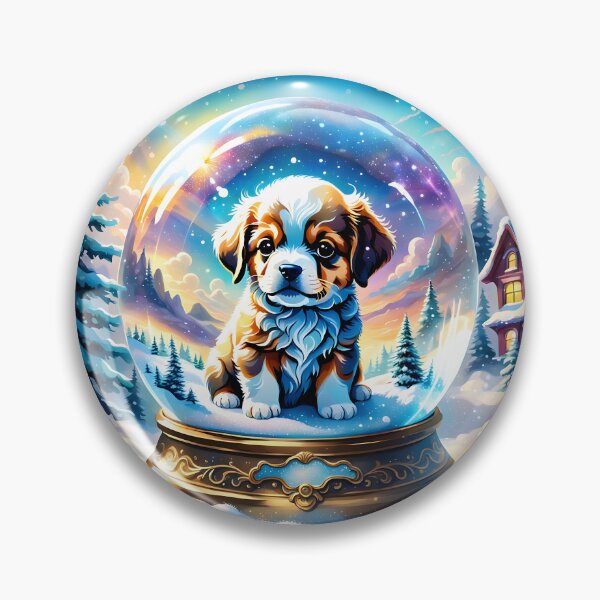 Item preview, Heavenly Puppy Snow Globe – Divine Light in the Clouds designed and sold by PawPrintedArt.