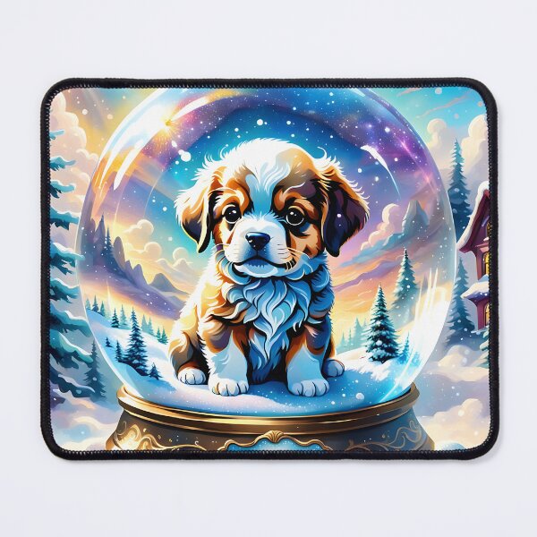 Item preview, Heavenly Puppy Snow Globe – Divine Light in the Clouds designed and sold by PawPrintedArt.