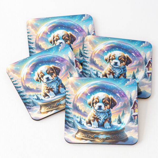 Item preview, Heavenly Puppy Snow Globe – Divine Light in the Clouds designed and sold by PawPrintedArt.