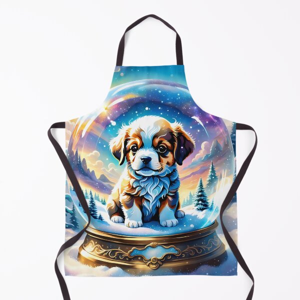 Item preview, Heavenly Puppy Snow Globe – Divine Light in the Clouds designed and sold by PawPrintedArt.