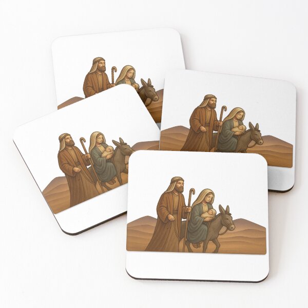 Item preview, Nativity scene depicting holy family journeying with donkey, religious theme, AI generated designed and sold by dvoevnore.