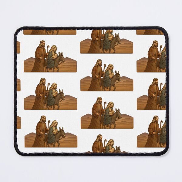 Item preview, Nativity scene depicting holy family journeying with donkey, religious theme, AI generated designed and sold by dvoevnore.