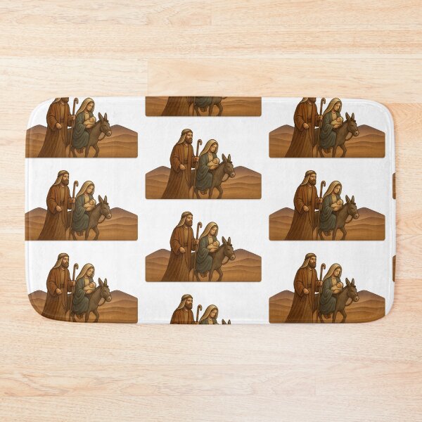 Item preview, Nativity scene depicting holy family journeying with donkey, religious theme, AI generated designed and sold by dvoevnore.