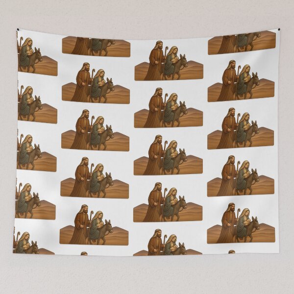 Item preview, Nativity scene depicting holy family journeying with donkey, religious theme, AI generated designed and sold by dvoevnore.