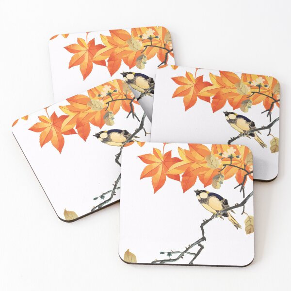 Item preview, Autumn Maple and Adorable Japanese Bird Ukiyo-e Kacho-ga Style Art designed and sold by siosai-design.