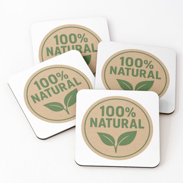 Item preview, Natural food label sticker with green leaves on brown background, AI generated designed and sold by dvoevnore.