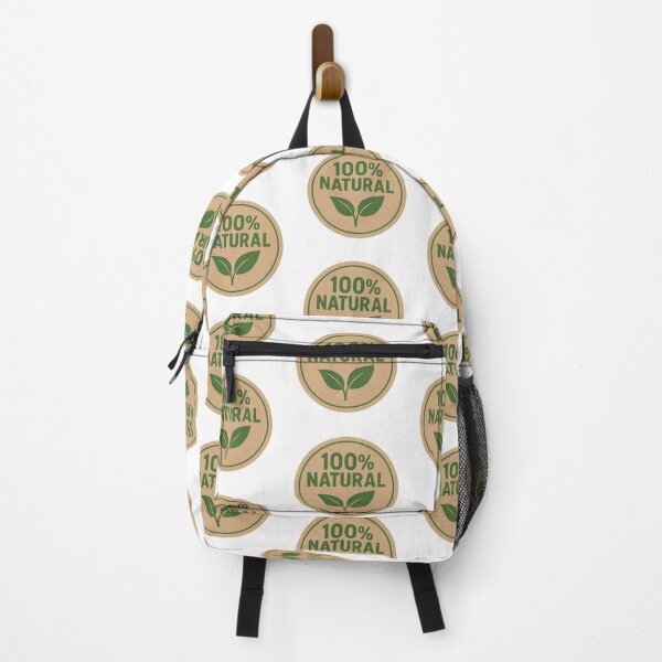 Item preview, Natural food label sticker with green leaves on brown background, AI generated designed and sold by dvoevnore.