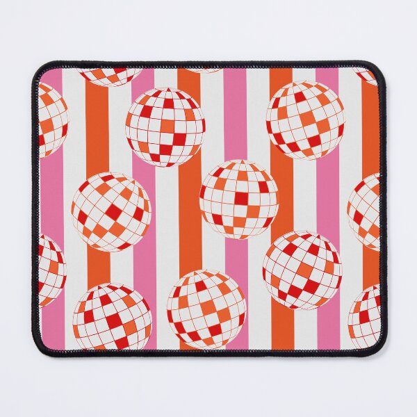Item preview, Groovy 70s Disco Balls on Pink and Orange Stripes designed and sold by Yasminepatterns .