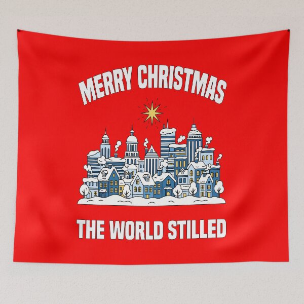 Item preview, MERRY CHRISTMAS - THE WORLD STILLED | Silent Snowy Skyline | Elegant Minimalist Christmas designed and sold by KEF Custom.