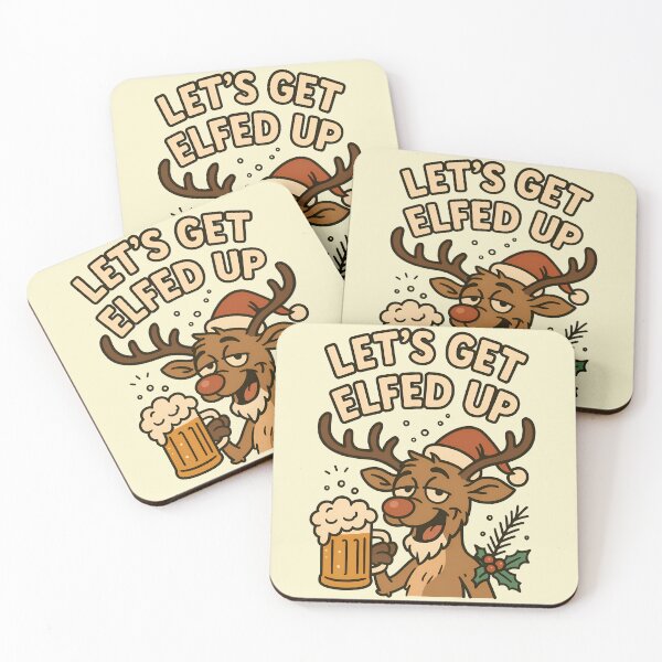 Item preview, Let’s Get Elfed Up – Funny Christmas Beer Reindeer designed and sold by Imaginationbeyond.