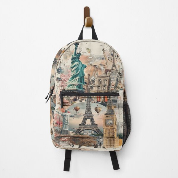 Item preview, Global Landmarks Mixed Media Travel Collage Art designed and sold by Evan-Tees.