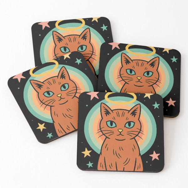 Item preview, Cosmic Cat Sticker – Retro Aura & Pastel Halo designed and sold by Meta Mirage .