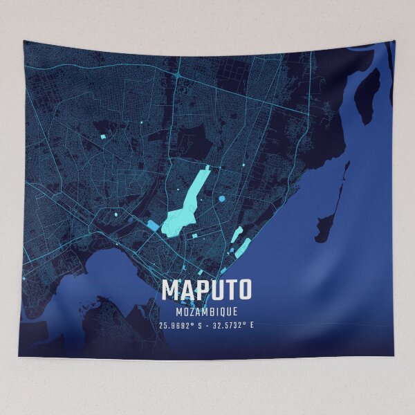 Item preview, Maputo Midnight City Map designed and sold by HomeLivingCo.