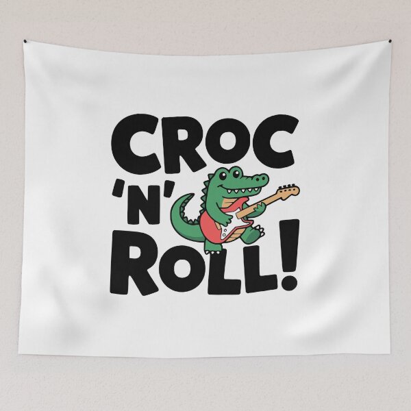 Item preview, Croc N Roll! Cute Crocodile Music Pun designed and sold by PMCreative.