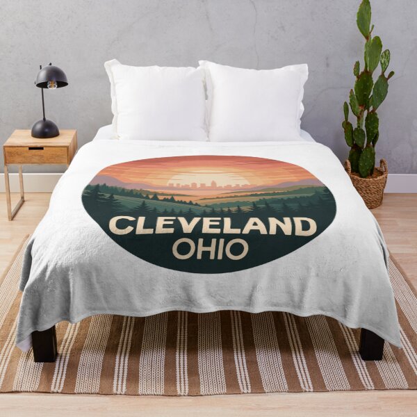 Item preview, Cleveland Ohio Sunset Mountains | Retro Scenic Skyline Illustration designed and sold by CircinusStore.