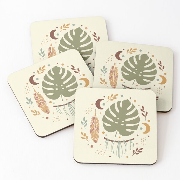 Item preview, Boho Soul" Vector Graphic with Monstera Leaf, Feather, and Moon Elements designed and sold by Art Co..
