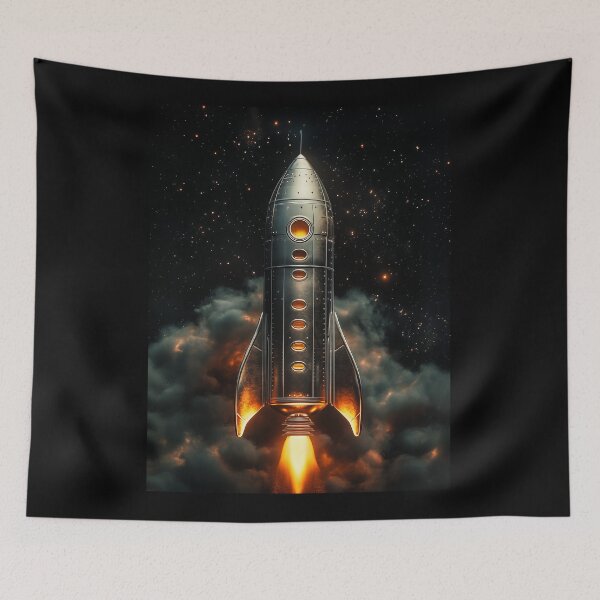 Item preview, Retro Rocket Launching into Space designed and sold by PetsArt.