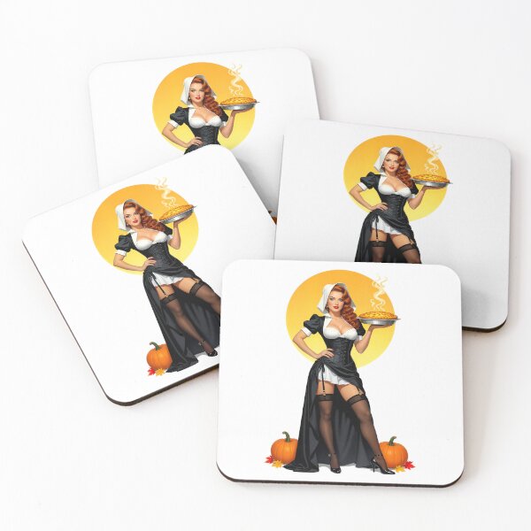 Item preview, Thanksgiving Pinup – Holiday Hostess Heat Vintage Retro Pilgrim Pinup Art designed and sold by Lightning-Lace.