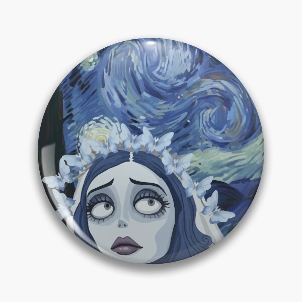 Item preview, Corpse Bride Starry Night Mashup – Gothic Van Gogh Aesthetic Art Print designed and sold by RosetteArtists.