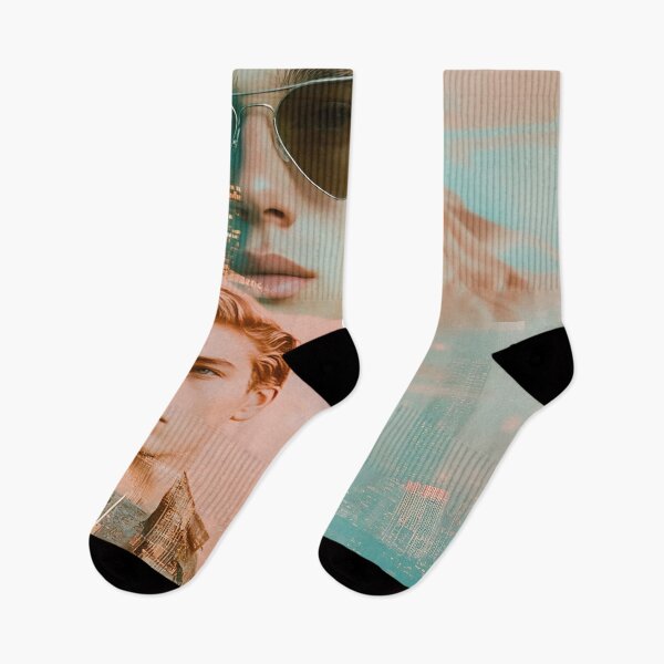 Item preview, A stylish young man in sunglasses poses against an abstract cityscape backdrop during twilight designed and sold by anytka.