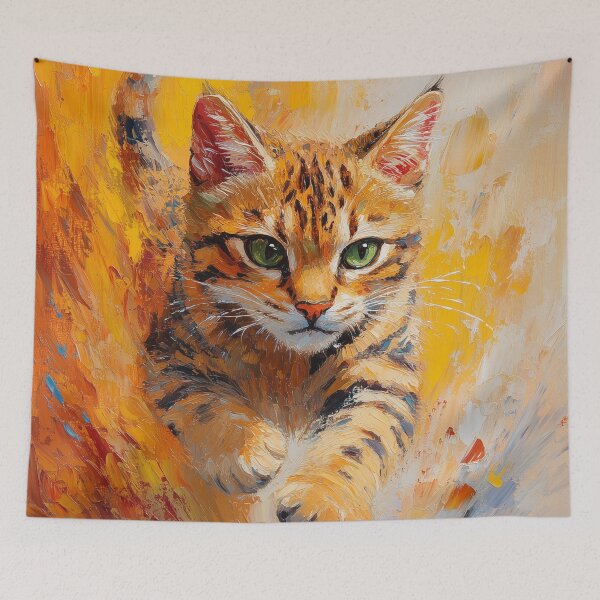 Item preview, Feline Flight in a Forest of Fire - Leaping Bengal Cat in Motion designed and sold by CuongArtLab.