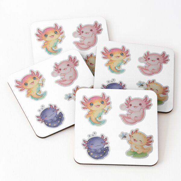 Item preview, Cute Axolotl Sticker Set – Kawaii Watercolor Axolotls for Laptops, Journals, and Gifts designed and sold by infocart.