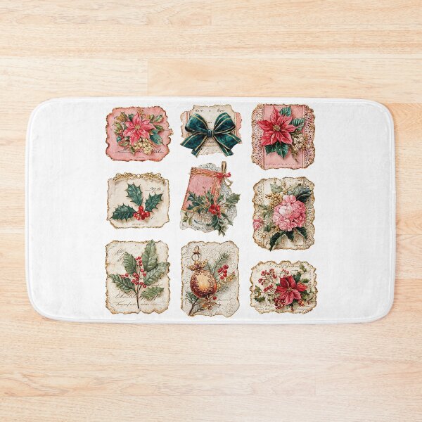 Item preview, Vintage Christmas Ephemera Stickers with Floral Art designed and sold by Anastasiia Yurevych.