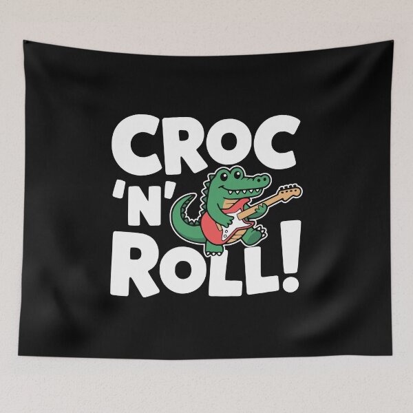Item preview, Croc N Roll! Cute Crocodile Music Pun designed and sold by PMCreative.