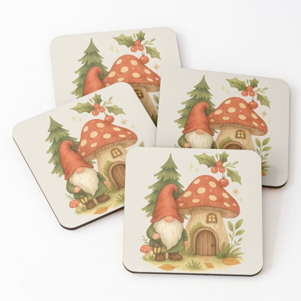 Item preview, Whimsical Forest Gnome in a Mushroom Cottage designed and sold by Ombrya.