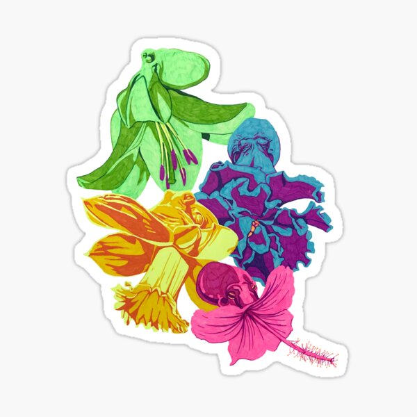 Octopus Flower Garden Sticker