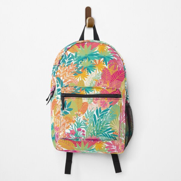 Item preview, Joyous Jungle-Bright leaves and flowers in Rainbow Colors on White designed and sold by Annette Chabidon Studio.
