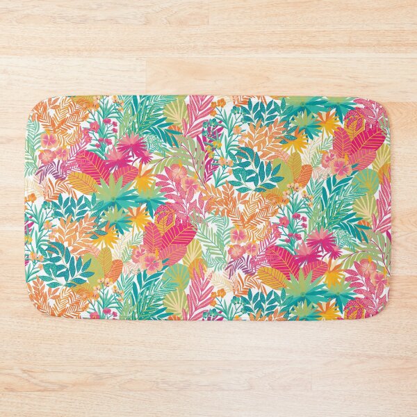 Item preview, Joyous Jungle-Bright leaves and flowers in Rainbow Colors on White designed and sold by Annette Chabidon Studio.