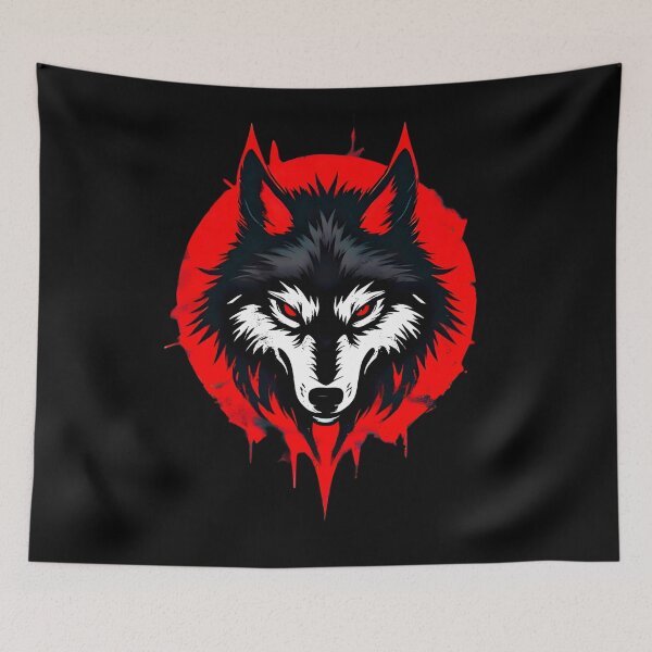 Item preview, Eclipse Wolf Sigil – Gothic Red Moon Art designed and sold by Neer arts.