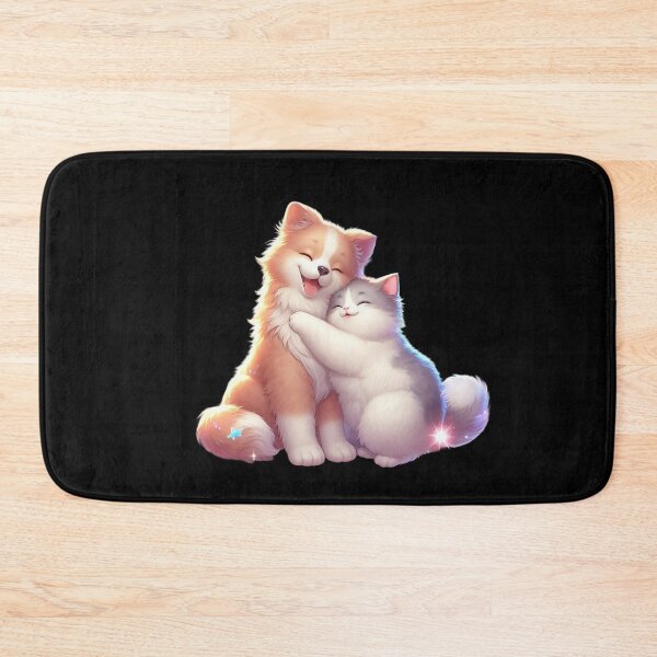Item preview, Hugging Pets Sticker – Dog & Cat Embrace in Cosmic Love designed and sold by Meta Mirage .
