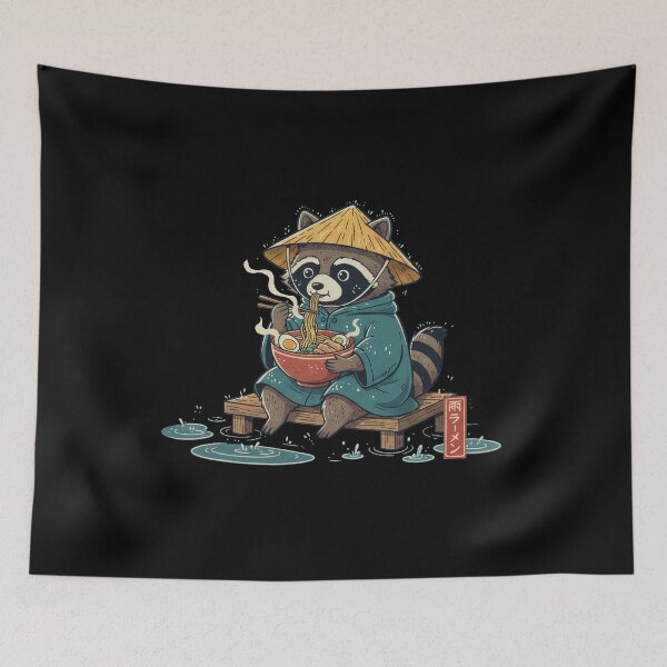 Item preview, Raccoon Ramen Cozy Rainy Day Adorable Japanese Style designed and sold by Bongocomic.